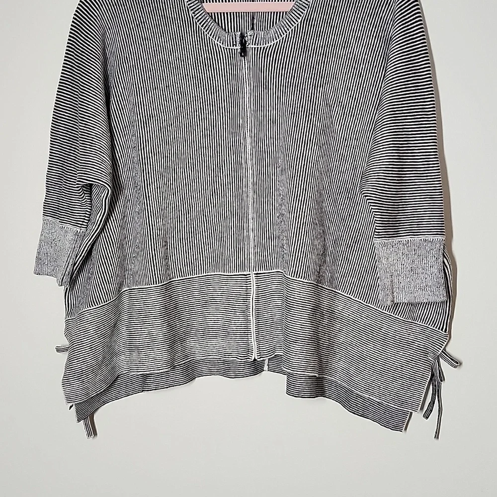Cabi Cupids Cardigan Sweater Vertical Stripe Side Ties Full Zip Womens Small